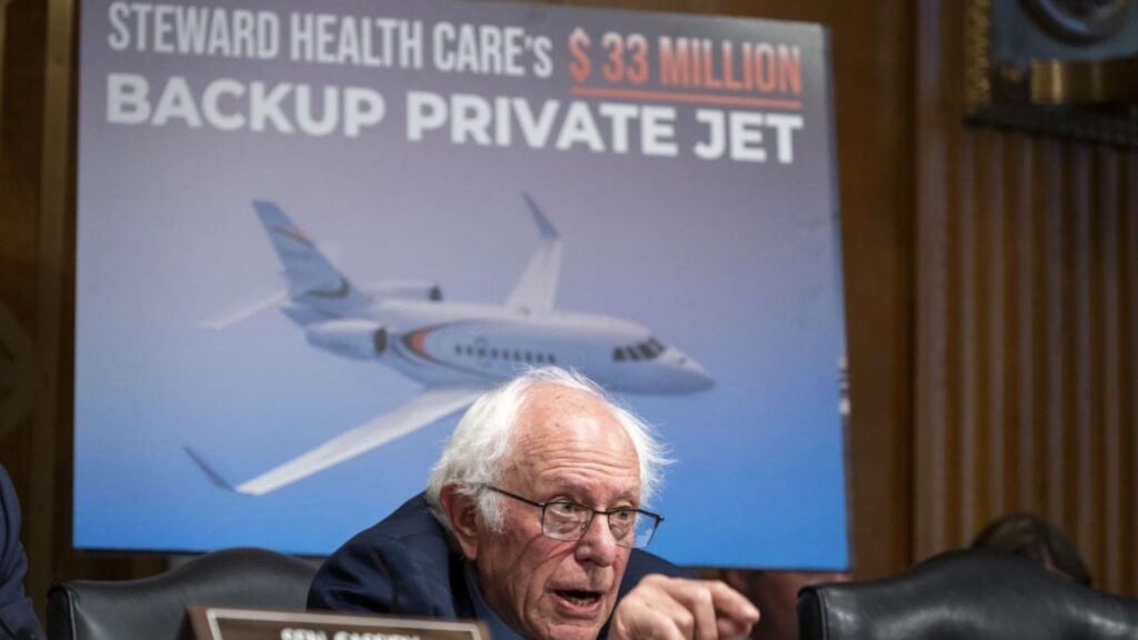 Sen. Bernie Sanders, I-Vt., speaks during a Senate Health, Education, Labor, and Pensions hearing to examine the bankruptcy of Steward Health Care on Thursday, Read More Sept. 12, 2024 on Capitol Hill in Washington. (AP Photo/Kevin Wolf)